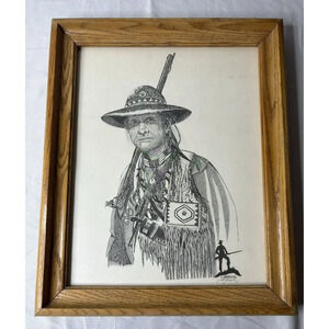 Western Art Warrior print by artist David Carrick Native American